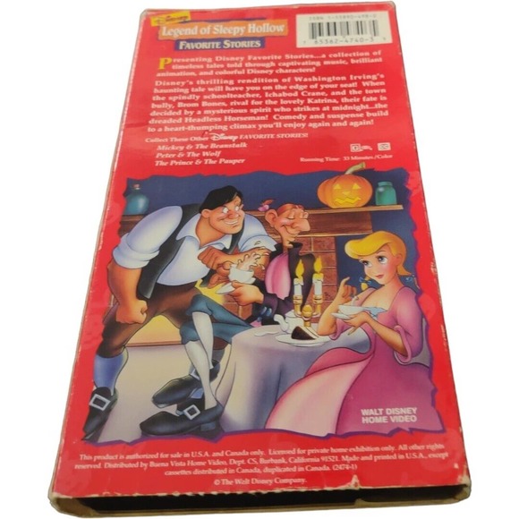 Vintage Disney Favorite Stories Legend of Sleepy Hollow Vhs Movie Collectible - Picture 7 of 7